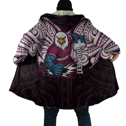 Custom Manly Warringah Sea Eagles Cloak Sea Eagle Warrior Polynesia Islander Rugby Mascot