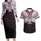 Custom Manly Warringah Sea Eagles Couples Matching Long Sleeve Bodycon Dress and Hawaiian Shirt Sea Eagle Warrior Polynesia Islander Rugby Mascot