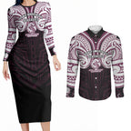 Custom Manly Warringah Sea Eagles Couples Matching Long Sleeve Bodycon Dress and Long Sleeve Button Shirt Sea Eagle Warrior Polynesia Islander Rugby Mascot