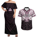 Custom Manly Warringah Sea Eagles Couples Matching Off Shoulder Maxi Dress and Hawaiian Shirt Sea Eagle Warrior Polynesia Islander Rugby Mascot