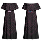 Custom Manly Warringah Sea Eagles Couples Matching Off Shoulder Maxi Dress and Long Sleeve Button Shirt Sea Eagle Warrior Polynesia Islander Rugby Mascot