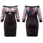Custom Manly Warringah Sea Eagles Couples Matching Off The Shoulder Long Sleeve Dress and Long Sleeve Button Shirt Sea Eagle Warrior Polynesia Islander Rugby Mascot