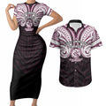 Custom Manly Warringah Sea Eagles Couples Matching Short Sleeve Bodycon Dress and Hawaiian Shirt Sea Eagle Warrior Polynesia Islander Rugby Mascot
