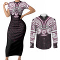 Custom Manly Warringah Sea Eagles Couples Matching Short Sleeve Bodycon Dress and Long Sleeve Button Shirt Sea Eagle Warrior Polynesia Islander Rugby Mascot