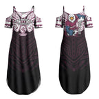Custom Manly Warringah Sea Eagles Couples Matching Summer Maxi Dress and Hawaiian Shirt Sea Eagle Warrior Polynesia Islander Rugby Mascot