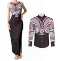 Custom Manly Warringah Sea Eagles Couples Matching Tank Maxi Dress and Long Sleeve Button Shirt Sea Eagle Warrior Polynesia Islander Rugby Mascot