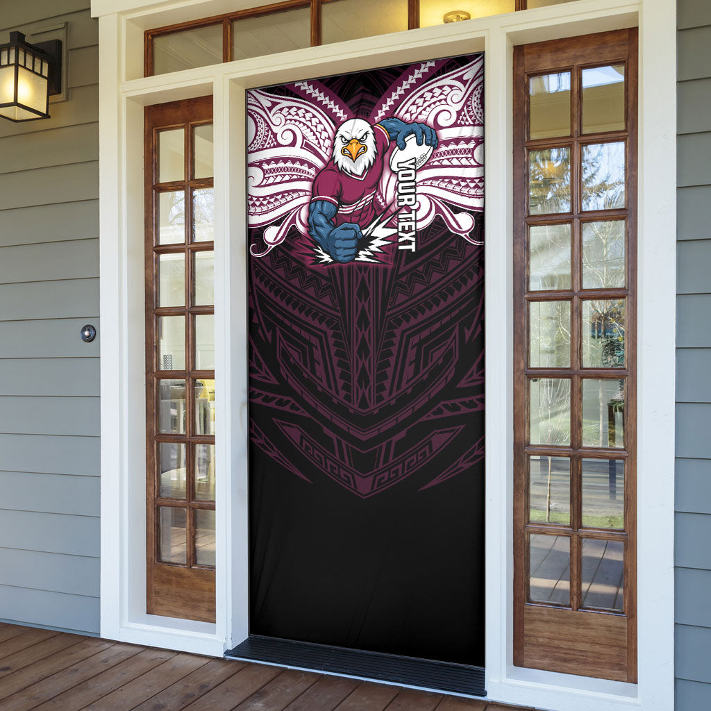 Custom Manly Warringah Sea Eagles Door Cover Sea Eagle Warrior Polynesia Islander Rugby Mascot