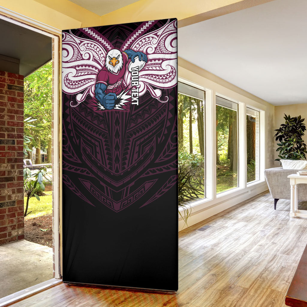Custom Manly Warringah Sea Eagles Door Cover Sea Eagle Warrior Polynesia Islander Rugby Mascot