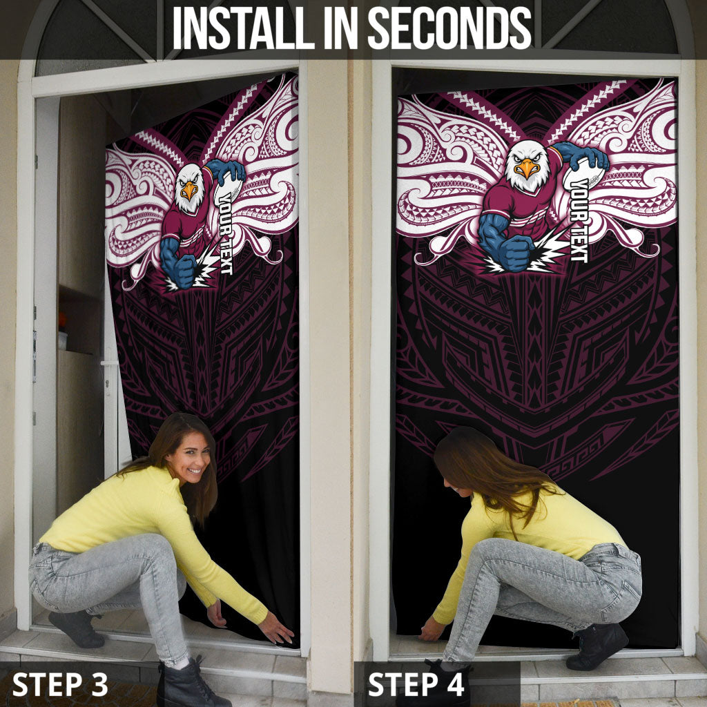 Custom Manly Warringah Sea Eagles Door Cover Sea Eagle Warrior Polynesia Islander Rugby Mascot