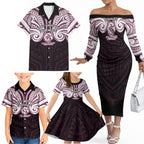 Custom Manly Warringah Sea Eagles Family Matching Off The Shoulder Long Sleeve Dress and Hawaiian Shirt Sea Eagle Warrior Polynesia Islander Rugby Mascot