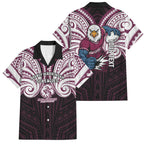 Custom Manly Warringah Sea Eagles Family Matching Off The Shoulder Long Sleeve Dress and Hawaiian Shirt Sea Eagle Warrior Polynesia Islander Rugby Mascot