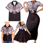 Custom Manly Warringah Sea Eagles Family Matching Short Sleeve Bodycon Dress and Hawaiian Shirt Sea Eagle Warrior Polynesia Islander Rugby Mascot