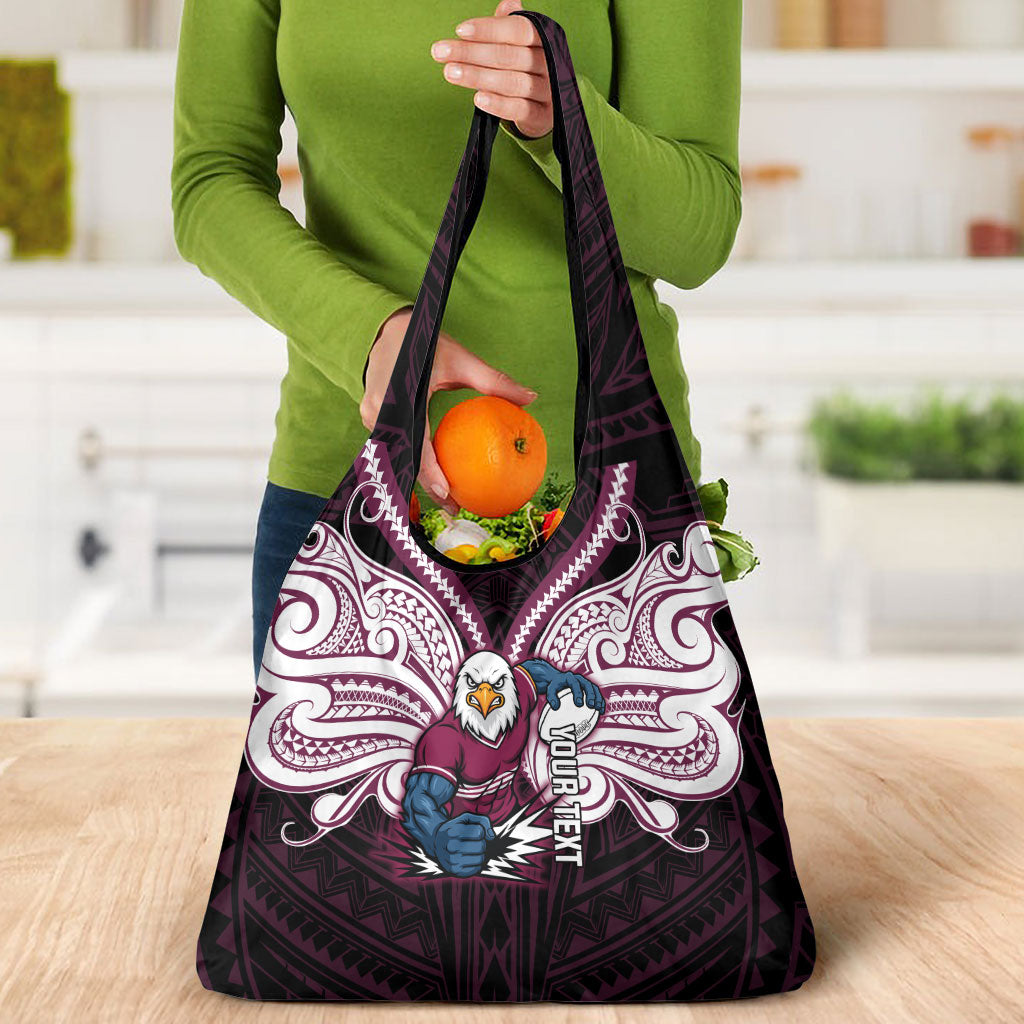 Custom Manly Warringah Sea Eagles Grocery Bag Sea Eagle Warrior Polynesia Islander Rugby Mascot