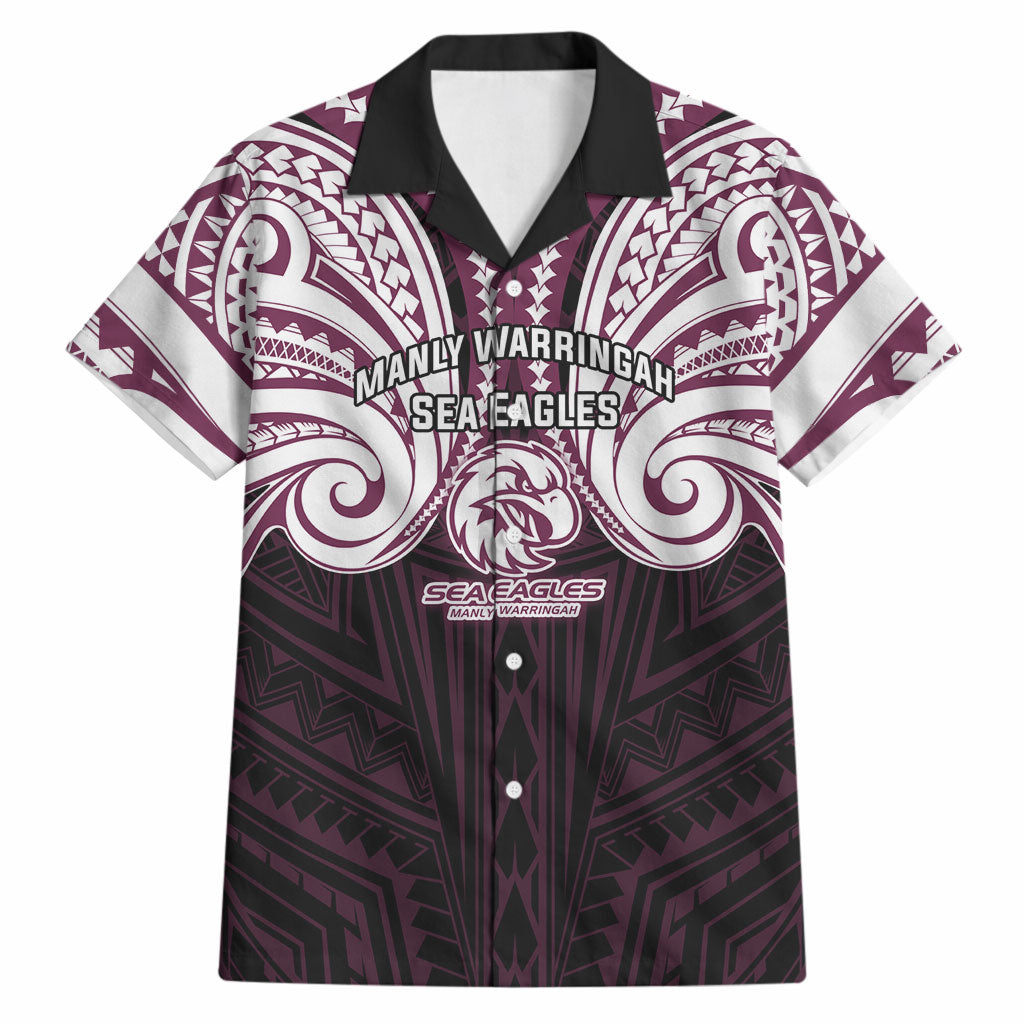Custom Manly Warringah Sea Eagles Hawaiian Shirt Sea Eagle Warrior Polynesia Islander Rugby Mascot
