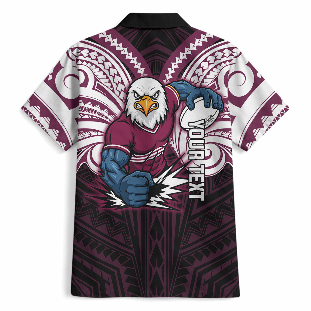 Custom Manly Warringah Sea Eagles Hawaiian Shirt Sea Eagle Warrior Polynesia Islander Rugby Mascot