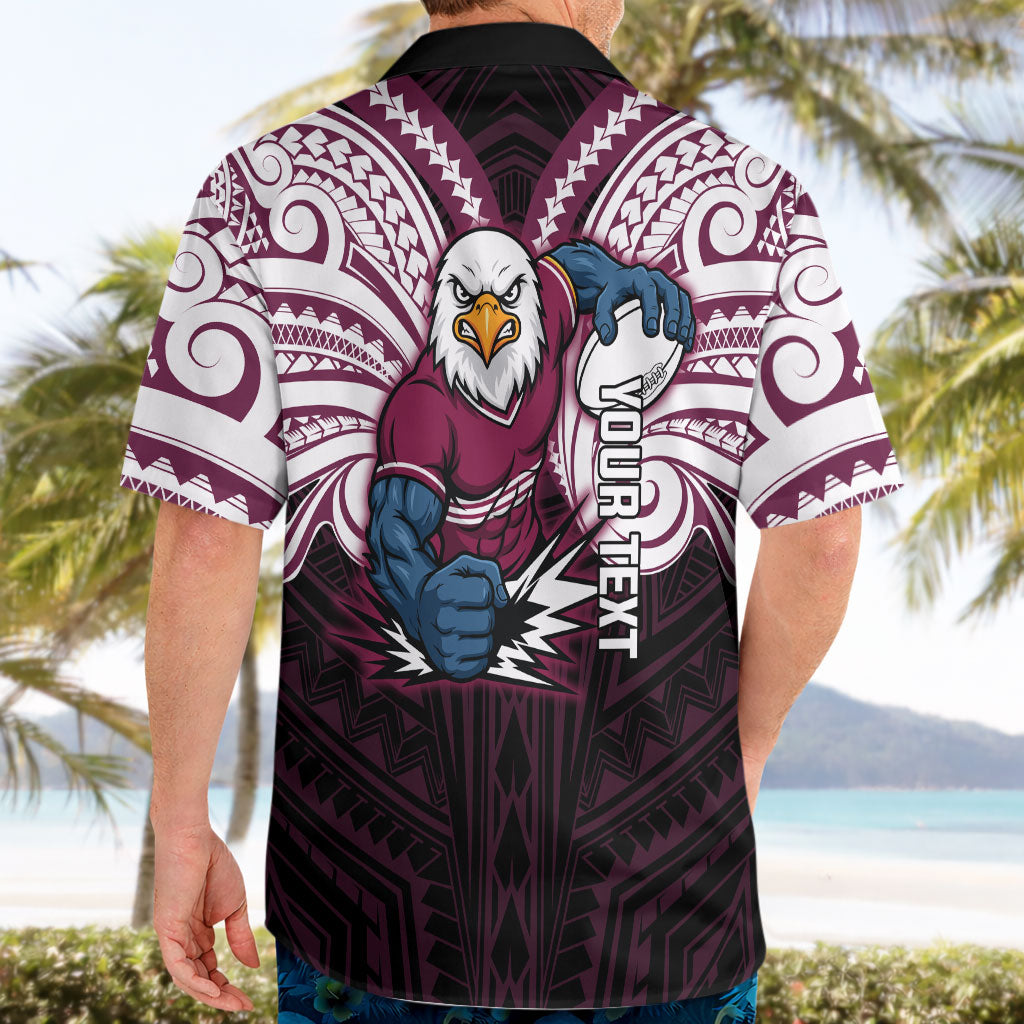 Custom Manly Warringah Sea Eagles Hawaiian Shirt Sea Eagle Warrior Polynesia Islander Rugby Mascot