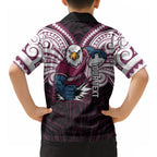 Custom Manly Warringah Sea Eagles Hawaiian Shirt Sea Eagle Warrior Polynesia Islander Rugby Mascot