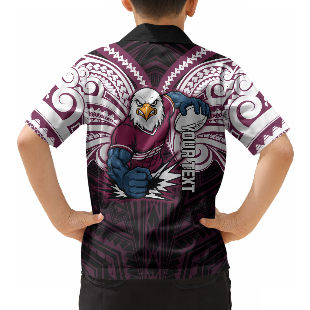 Custom Manly Warringah Sea Eagles Hawaiian Shirt Sea Eagle Warrior Polynesia Islander Rugby Mascot