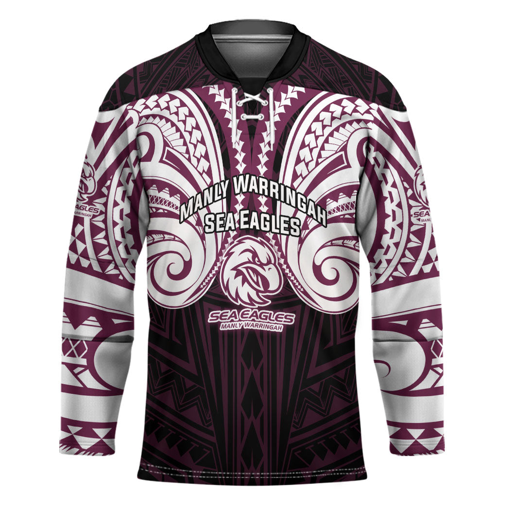 Custom Manly Warringah Sea Eagles Hockey Jersey Sea Eagle Warrior Polynesia Islander Rugby Mascot