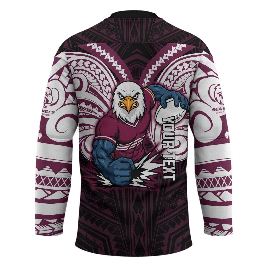 Custom Manly Warringah Sea Eagles Hockey Jersey Sea Eagle Warrior Polynesia Islander Rugby Mascot