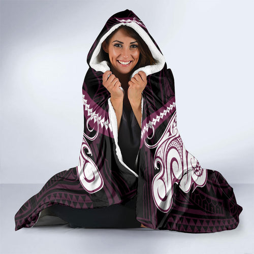 Custom Manly Warringah Sea Eagles Hooded Blanket Sea Eagle Warrior Polynesia Islander Rugby Mascot