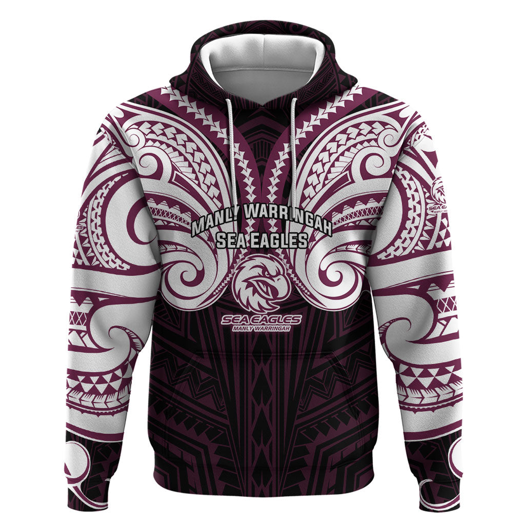 Custom Manly Warringah Sea Eagles Hoodie Sea Eagle Warrior Polynesia Islander Rugby Mascot