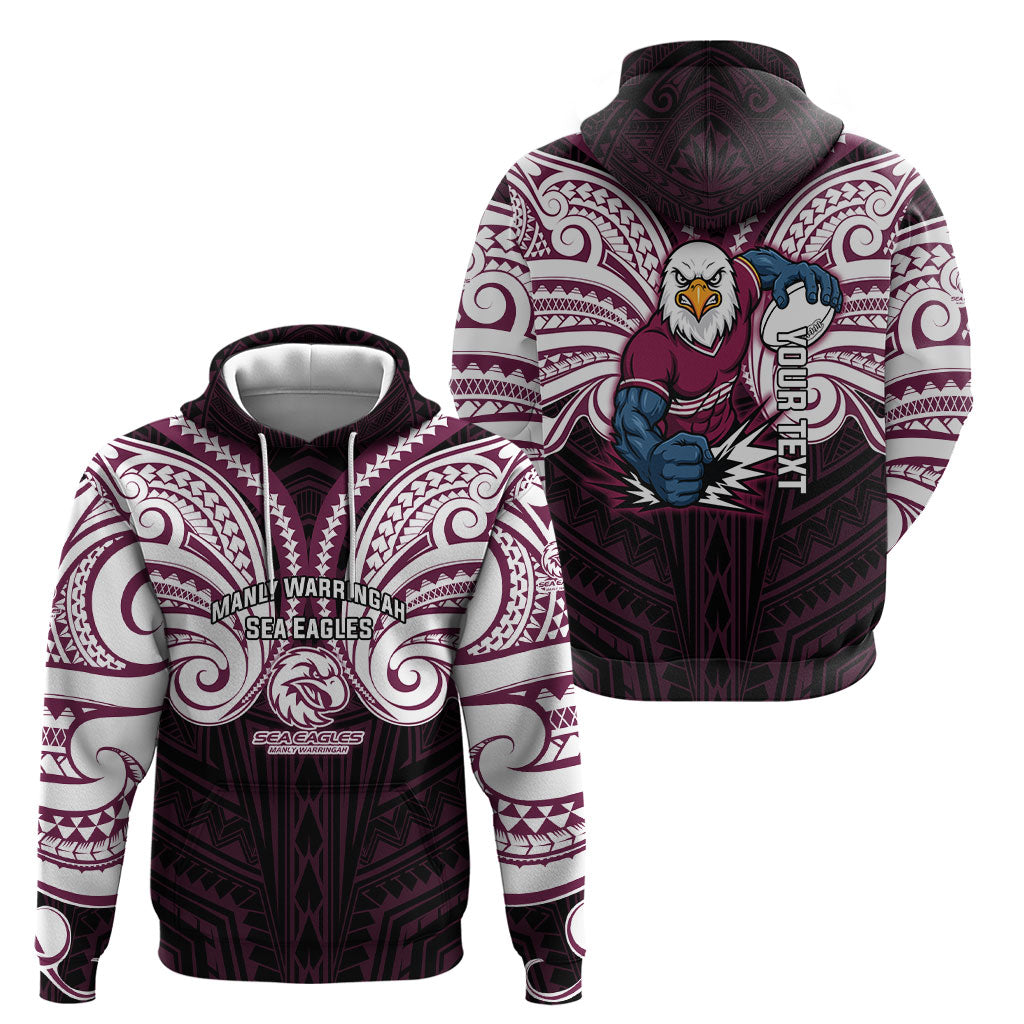 Custom Manly Warringah Sea Eagles Hoodie Sea Eagle Warrior Polynesia Islander Rugby Mascot