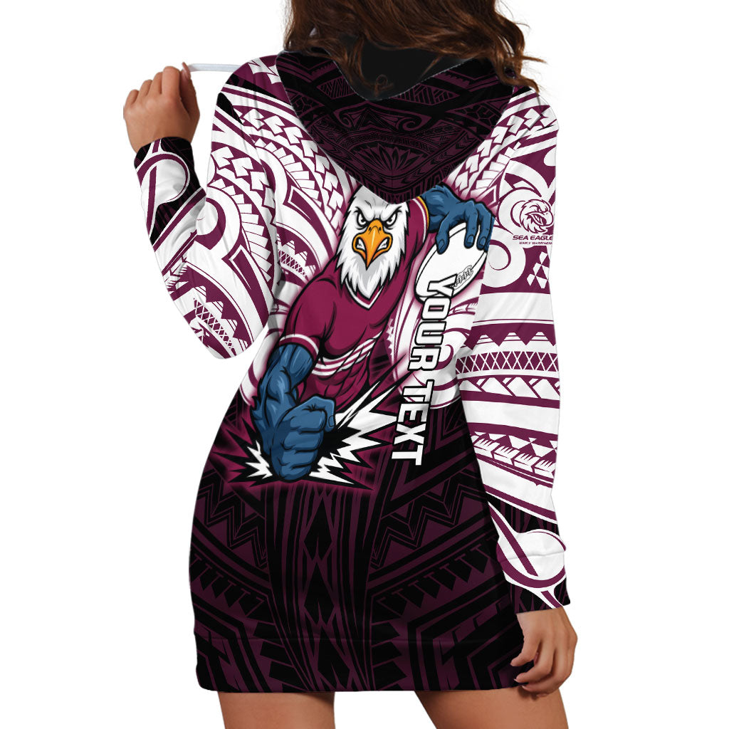 Custom Manly Warringah Sea Eagles Hoodie Dress Sea Eagle Warrior Polynesia Islander Rugby Mascot