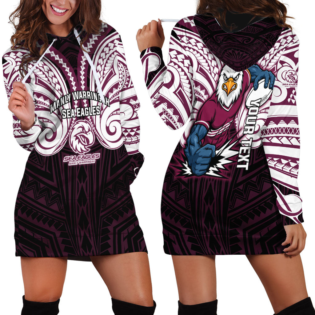Custom Manly Warringah Sea Eagles Hoodie Dress Sea Eagle Warrior Polynesia Islander Rugby Mascot