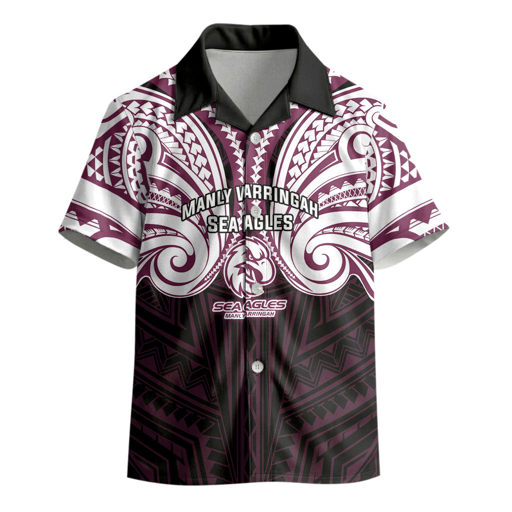 Custom Manly Warringah Sea Eagles Kid Hawaiian Shirt Sea Eagle Warrior Polynesia Islander Rugby Mascot