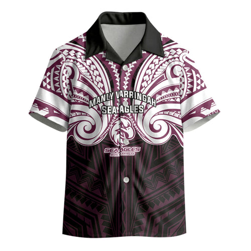 Custom Manly Warringah Sea Eagles Kid Hawaiian Shirt Sea Eagle Warrior Polynesia Islander Rugby Mascot
