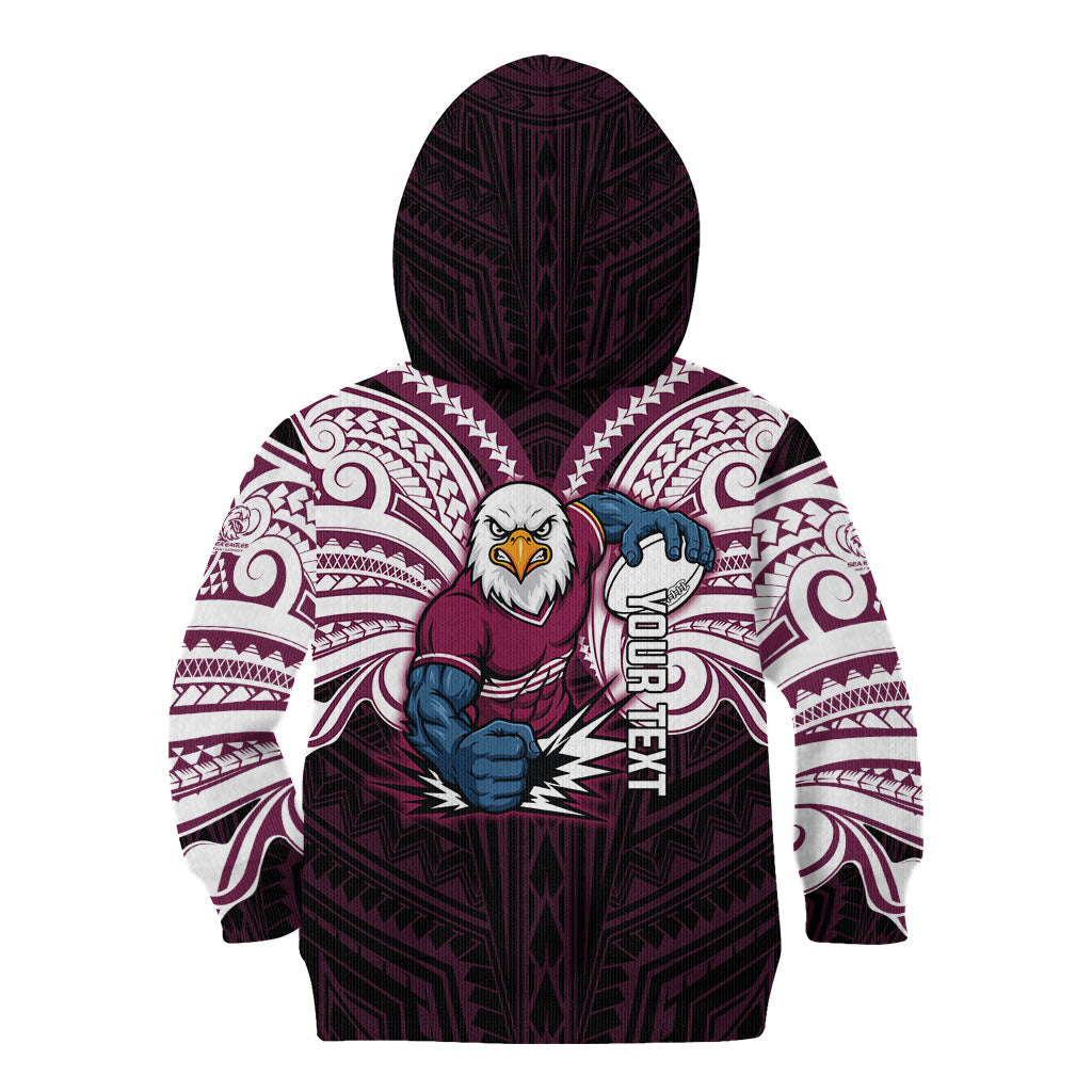 Custom Manly Warringah Sea Eagles Kid Hoodie Sea Eagle Warrior Polynesia Islander Rugby Mascot