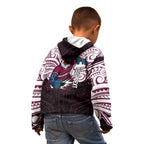 Custom Manly Warringah Sea Eagles Kid Hoodie Sea Eagle Warrior Polynesia Islander Rugby Mascot