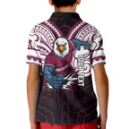 Custom Manly Warringah Sea Eagles Kid Polo Shirt Sea Eagle Warrior Polynesia Islander Rugby Mascot