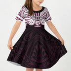 Custom Manly Warringah Sea Eagles Kid Short Sleeve Dress Sea Eagle Warrior Polynesia Islander Rugby Mascot