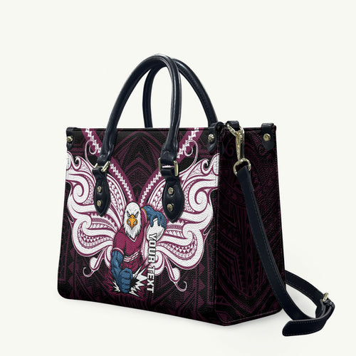Custom Manly Warringah Sea Eagles Leather Bag Sea Eagle Warrior Polynesia Islander Rugby Mascot