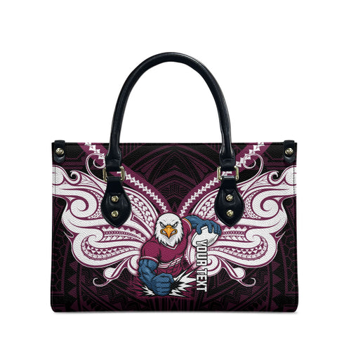 Custom Manly Warringah Sea Eagles Leather Bag Sea Eagle Warrior Polynesia Islander Rugby Mascot