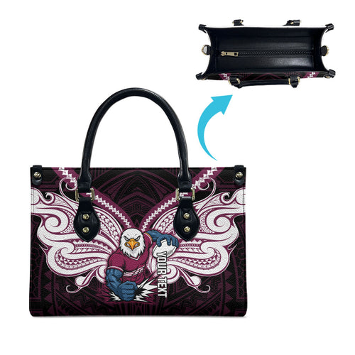 Custom Manly Warringah Sea Eagles Leather Bag Sea Eagle Warrior Polynesia Islander Rugby Mascot