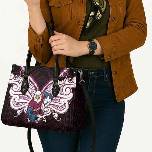 Custom Manly Warringah Sea Eagles Leather Bag Sea Eagle Warrior Polynesia Islander Rugby Mascot