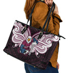 Custom Manly Warringah Sea Eagles Leather Tote Bag Sea Eagle Warrior Polynesia Islander Rugby Mascot