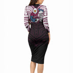 Custom Manly Warringah Sea Eagles Long Sleeve Bodycon Dress Sea Eagle Warrior Polynesia Islander Rugby Mascot
