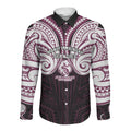 Custom Manly Warringah Sea Eagles Long Sleeve Button Shirt Sea Eagle Warrior Polynesia Islander Rugby Mascot