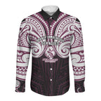 Custom Manly Warringah Sea Eagles Long Sleeve Button Shirt Sea Eagle Warrior Polynesia Islander Rugby Mascot