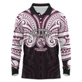 Custom Manly Warringah Sea Eagles Long Sleeve Polo Shirt Sea Eagle Warrior Polynesia Islander Rugby Mascot