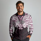 Custom Manly Warringah Sea Eagles Long Sleeve Polo Shirt Sea Eagle Warrior Polynesia Islander Rugby Mascot