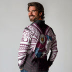 Custom Manly Warringah Sea Eagles Long Sleeve Polo Shirt Sea Eagle Warrior Polynesia Islander Rugby Mascot