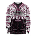Custom Manly Warringah Sea Eagles Long Sleeve Shirt Sea Eagle Warrior Polynesia Islander Rugby Mascot
