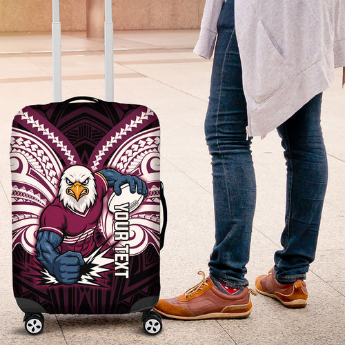 Custom Manly Warringah Sea Eagles Luggage Cover Sea Eagle Warrior Polynesia Islander Rugby Mascot
