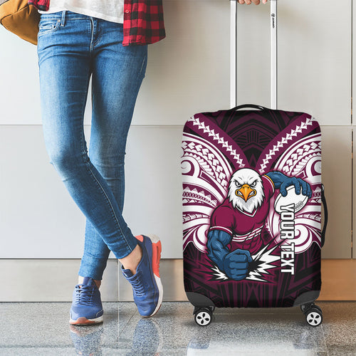 Custom Manly Warringah Sea Eagles Luggage Cover Sea Eagle Warrior Polynesia Islander Rugby Mascot