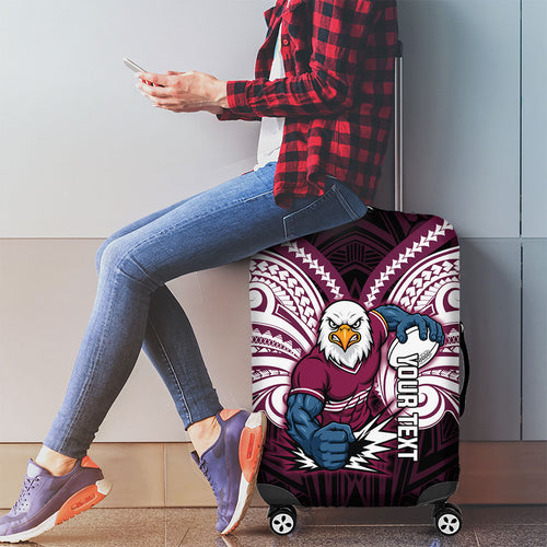 Custom Manly Warringah Sea Eagles Luggage Cover Sea Eagle Warrior Polynesia Islander Rugby Mascot